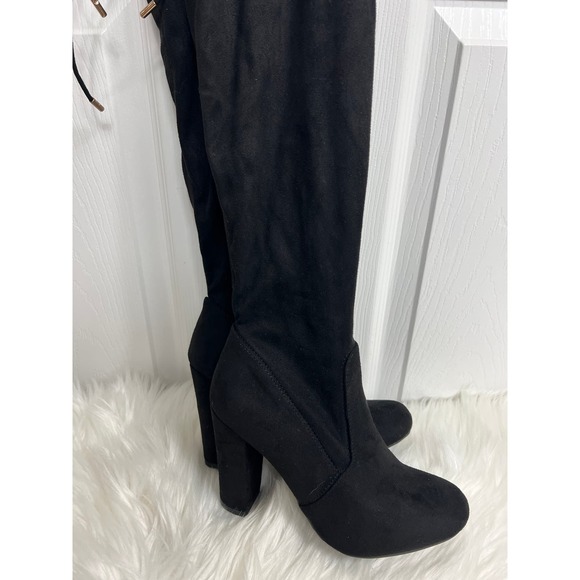 Journee Collection Women's Maya Block Heel Over the Knee Boots Black Size 7 - Picture 2 of 14